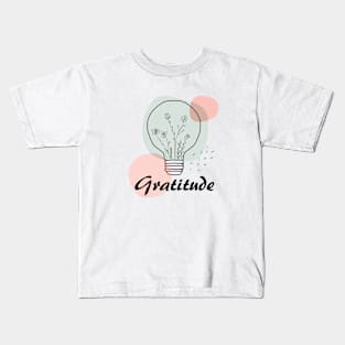 Gratitude floral light bulb, inspirational meanings Kids T-Shirt